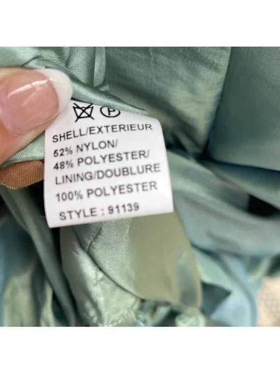 Mint Shimmer Satin Bow Back Midi Dress Vacation Resort Wedding Guest A-Line 12 - Picture 8 of 8